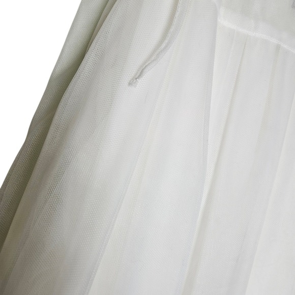 Lilith White Tulle Skirt L Midi Tie Zip Waist A Line Layered Party Wedding Guest - Picture 10 of 16